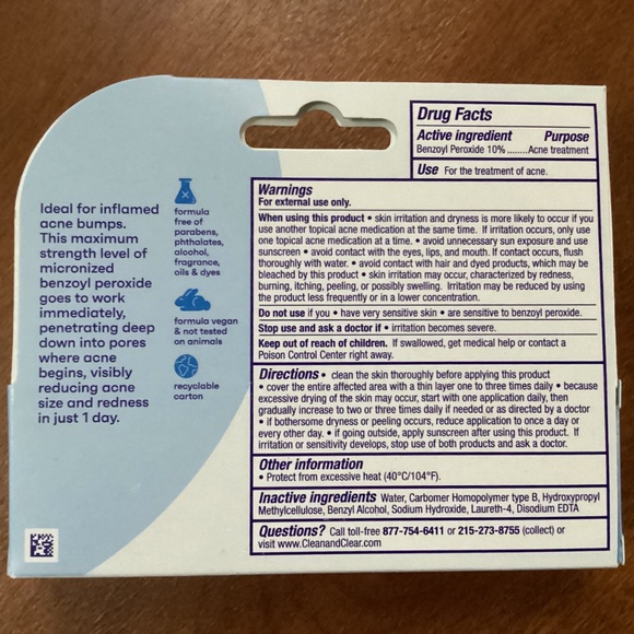 Clean & Clear Persa-Gel 10 Acne Treatment 10% Benzoyl Peroxide NEW - Picture 3 of 7